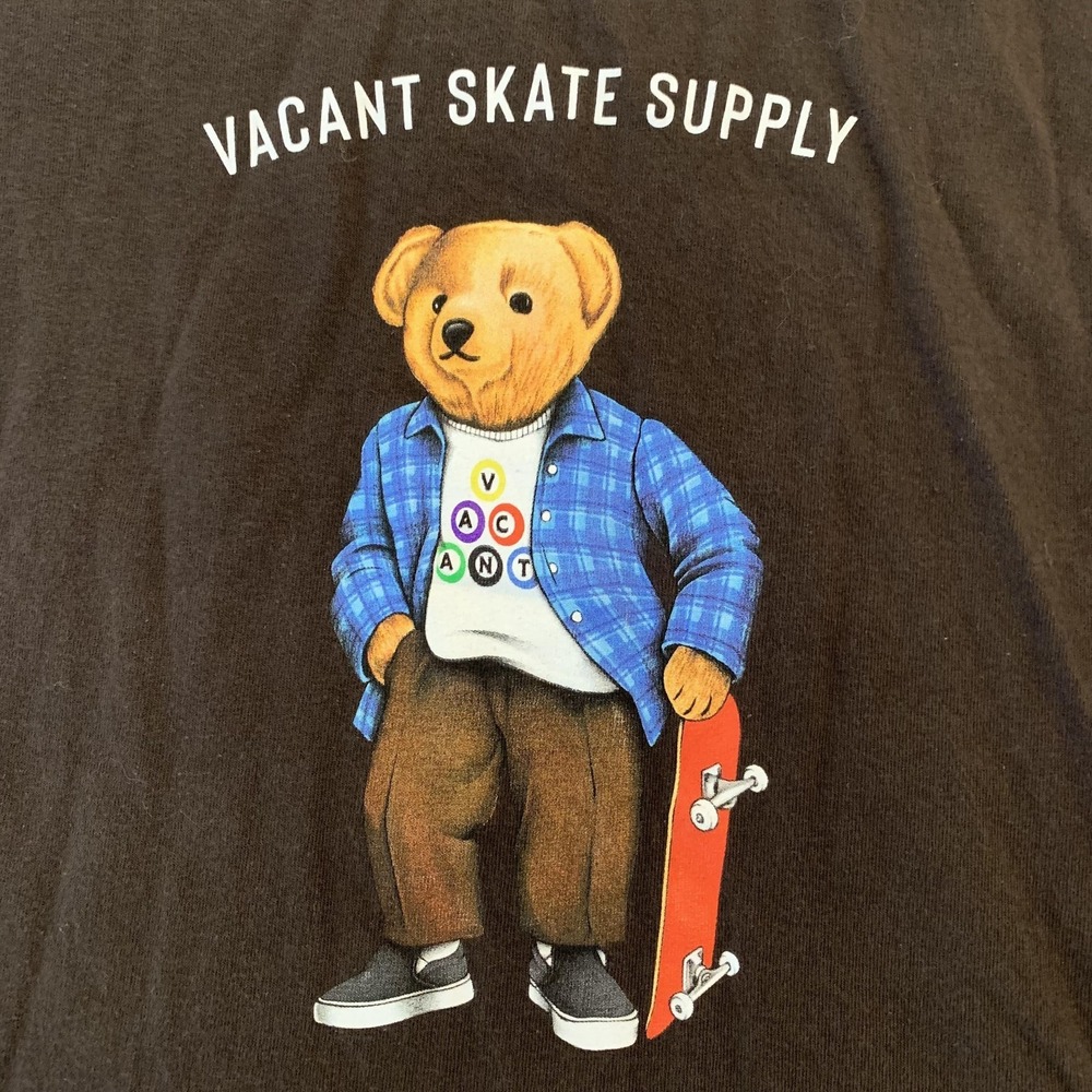 Pretty‎ Vacant Skate Bear Shirt Mens Large Brown Vacant Skate Supply Graphic Tee